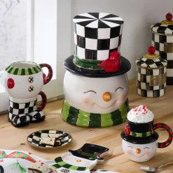 Holiday|Kitchen Storage & Organization|MacKenzie-Childs Cozy Christmas Snowman Cookie Jar