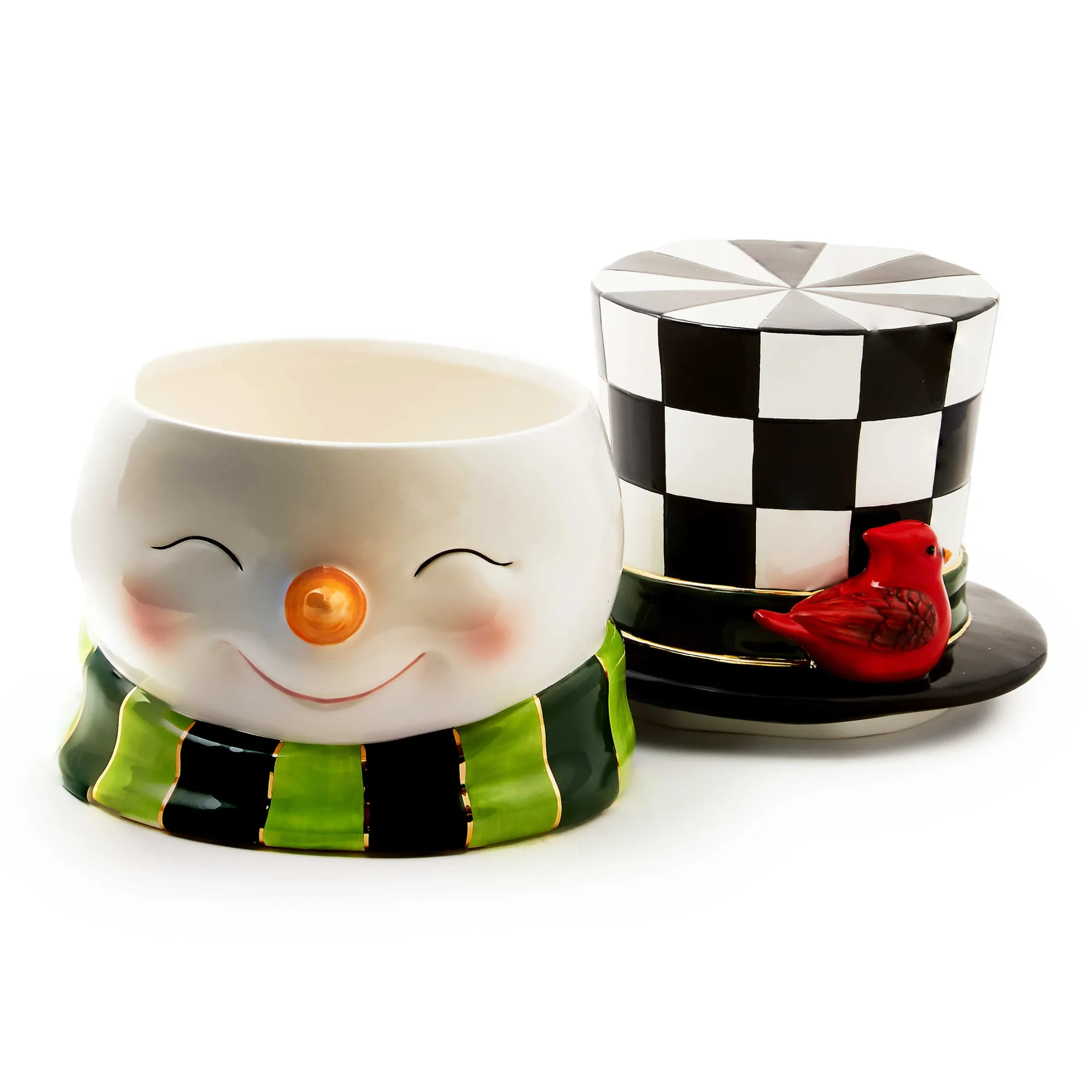 Holiday|Kitchen Storage & Organization|MacKenzie-Childs Cozy Christmas Snowman Cookie Jar