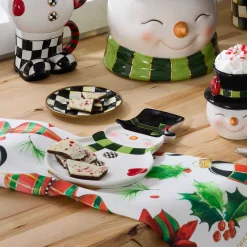 Serveware|MacKenzie-Childs Cozy Christmas Snowman Cookie Plate