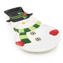 Serveware|MacKenzie-Childs Cozy Christmas Snowman Cookie Plate