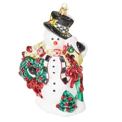 Holiday|MacKenzie-Childs Cozy Christmas Snowman Glass Ornament