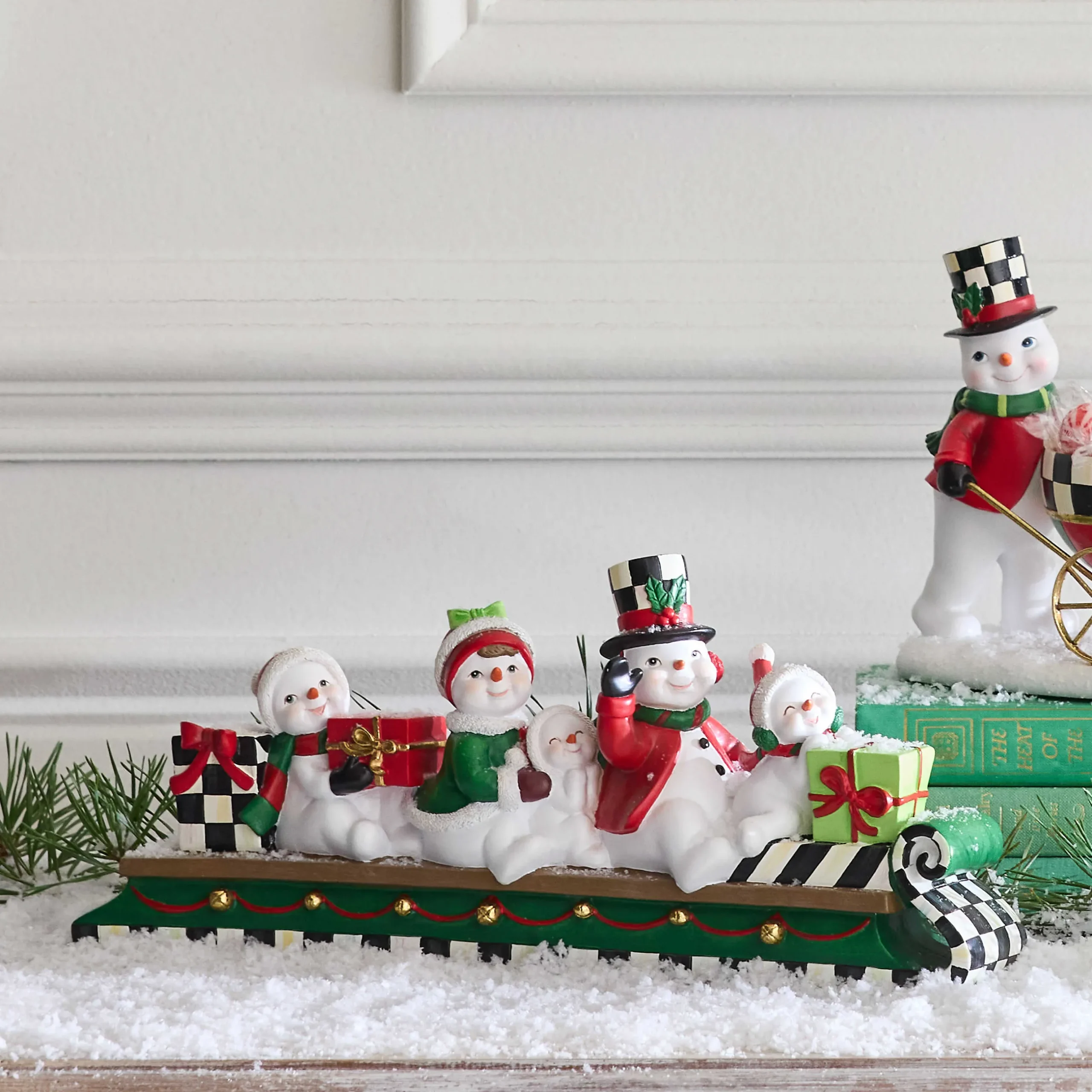 Holiday|Room Accents|MacKenzie-Childs Cozy Christmas Snowmen Family Sledding Figurine