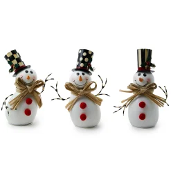 Room Accents|MacKenzie-Childs Cozy Christmas Tin Snowmen, Set of 3
