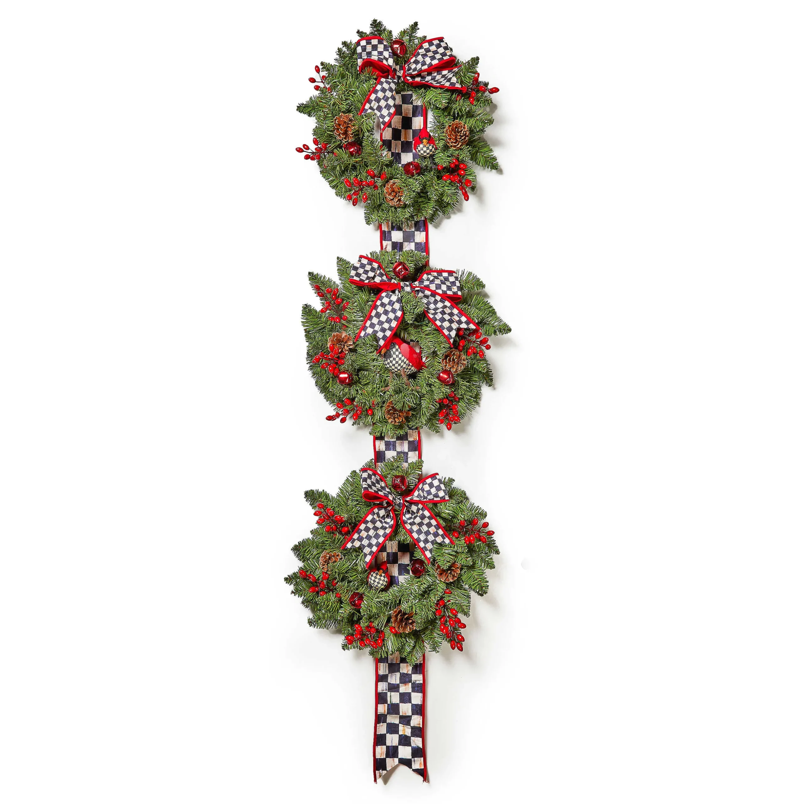 Greenery & Florals|Outdoor|MacKenzie-Childs Cozy Christmas Triple Door Wreath