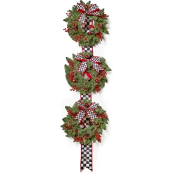 Greenery & Florals|Outdoor|MacKenzie-Childs Cozy Christmas Triple Door Wreath
