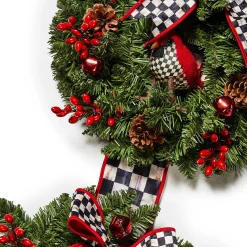 Greenery & Florals|Outdoor|MacKenzie-Childs Cozy Christmas Triple Door Wreath