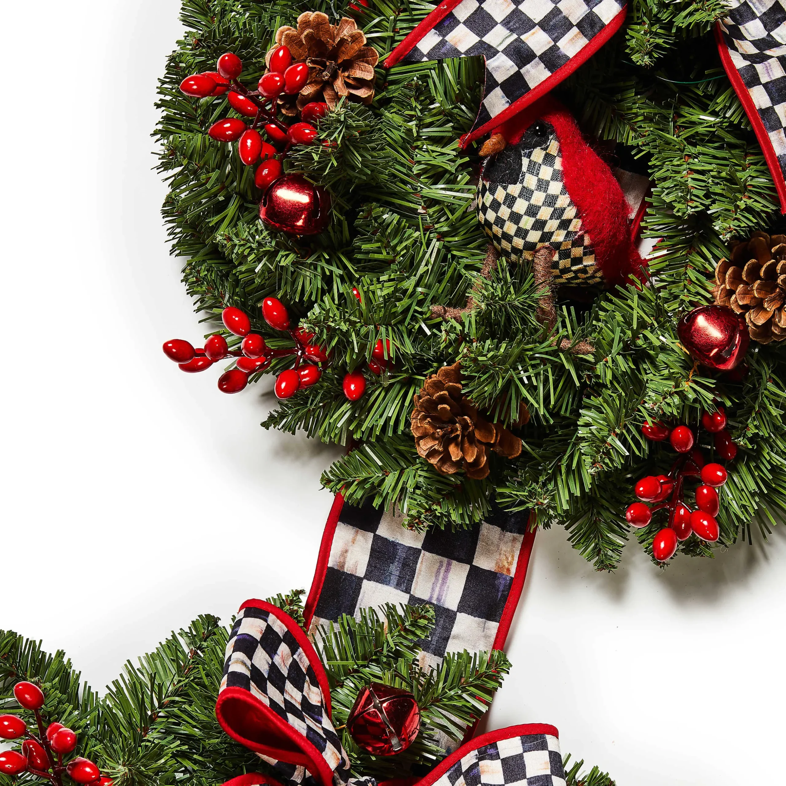 Greenery & Florals|Outdoor|MacKenzie-Childs Cozy Christmas Triple Door Wreath