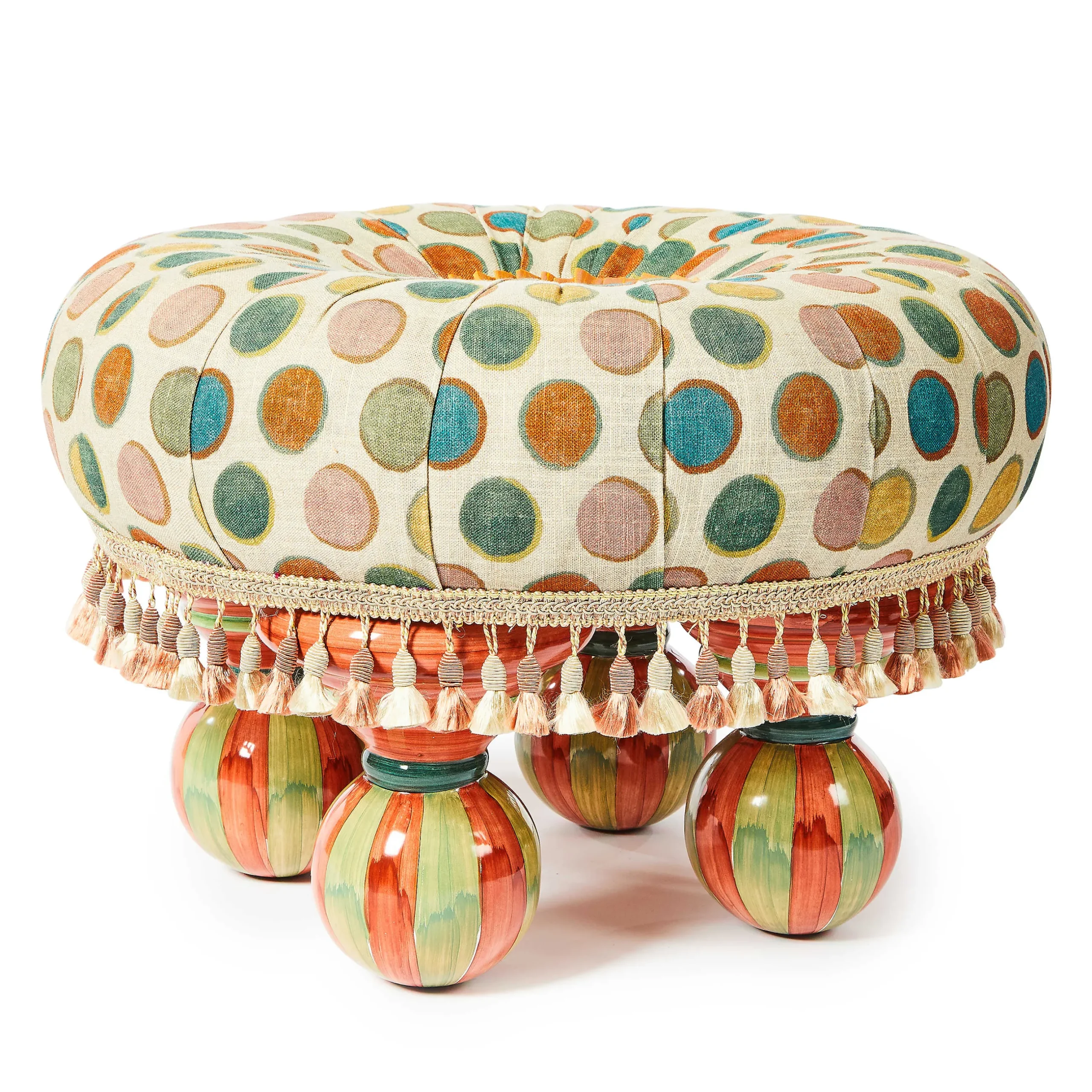 Living Room|MacKenzie-Childs Croquet Dots Ottoman
