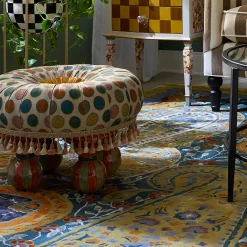 Living Room|MacKenzie-Childs Croquet Dots Ottoman