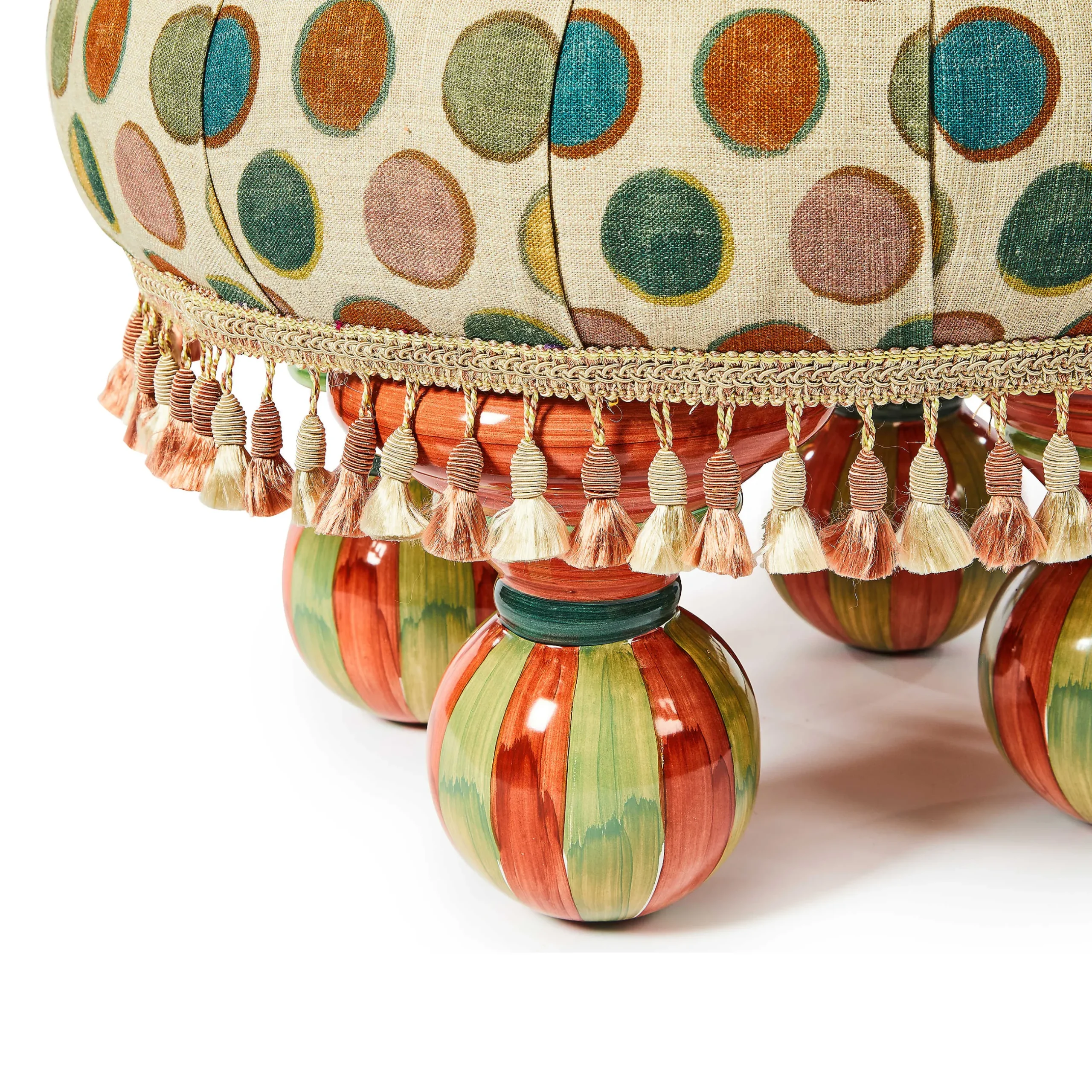 Living Room|MacKenzie-Childs Croquet Dots Ottoman