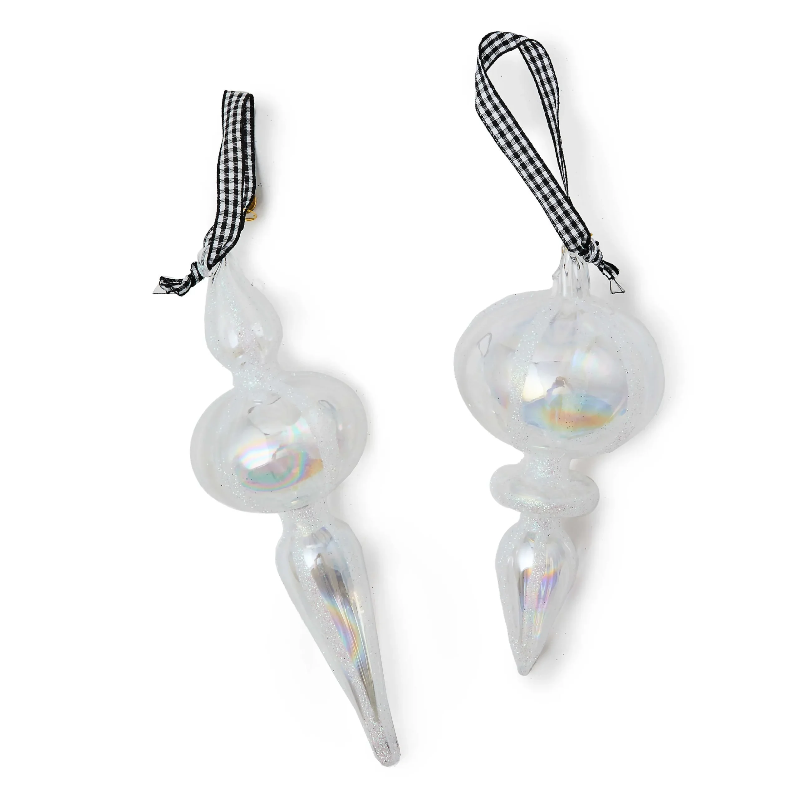 Holiday|MacKenzie-Childs Crystal Palace Glass Icicle Ornaments, Set of 2