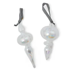 Holiday|MacKenzie-Childs Crystal Palace Glass Icicle Ornaments, Set of 2