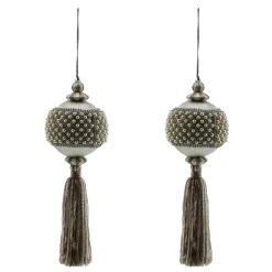 Decor Sets|Room Accents|MacKenzie-Childs Crystal Palace Pearl 4 Ball Tassels, Set of 2