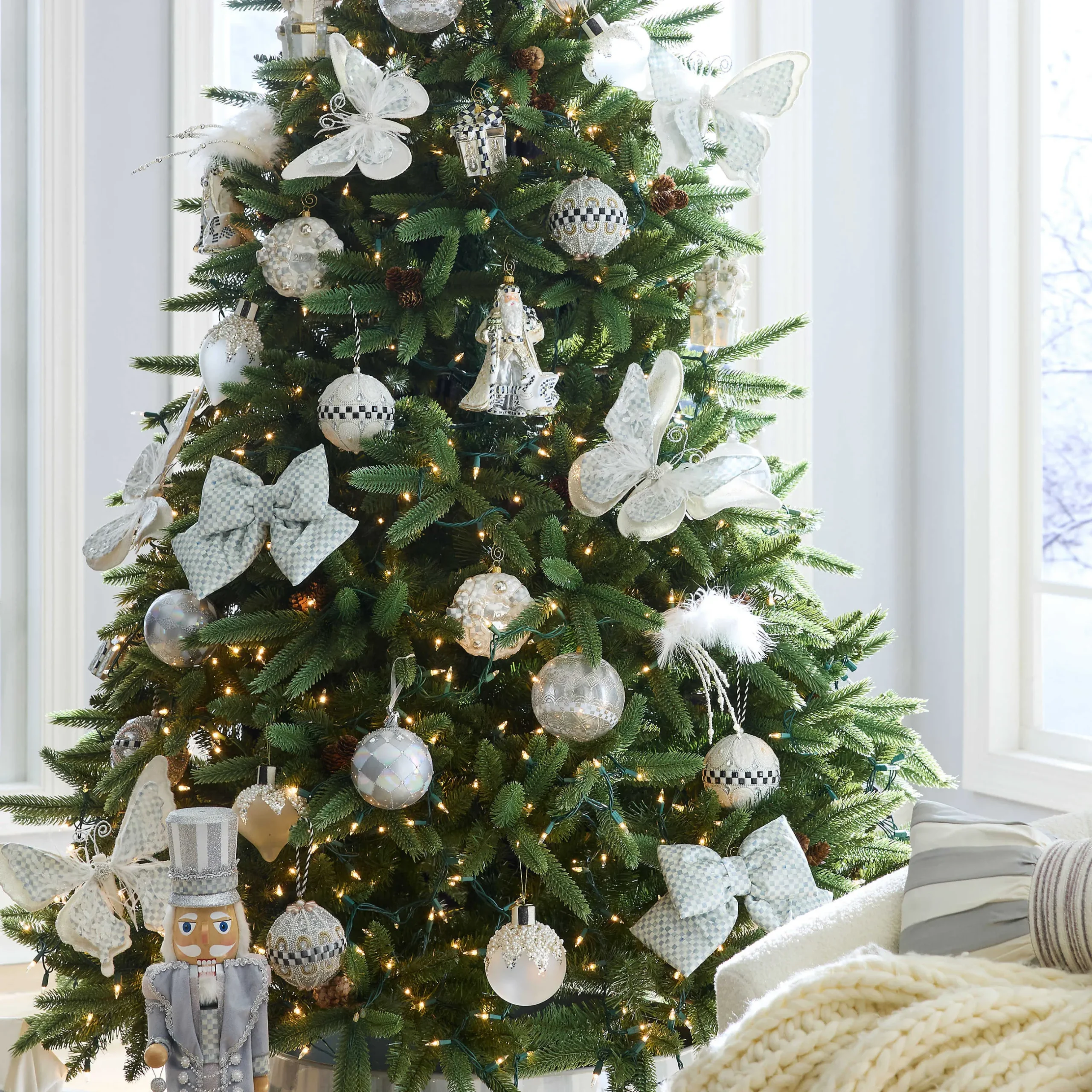 Holiday|MacKenzie-Childs Crystal Palace Pearl Assorted Glass Ornaments, Set of 6
