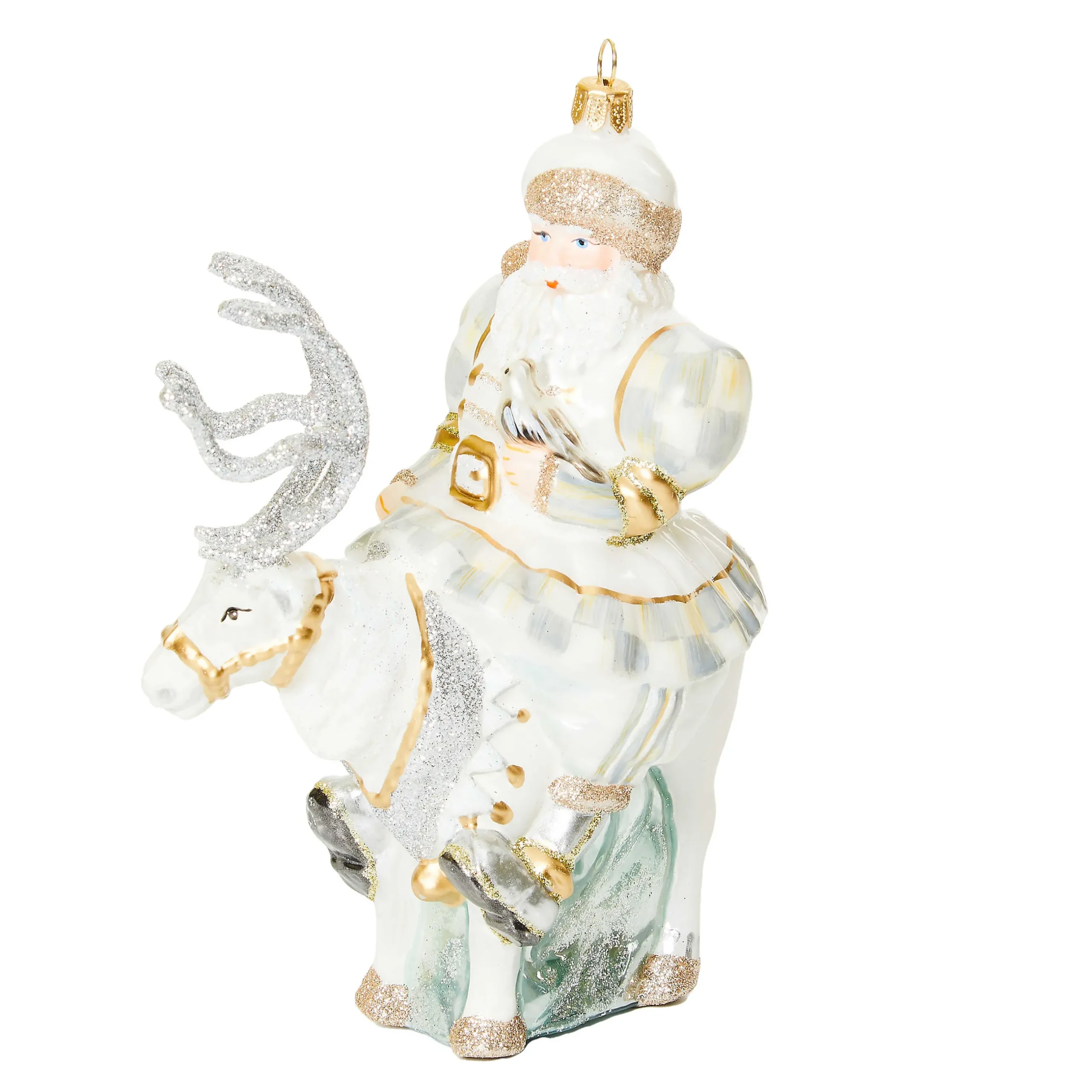Holiday|MacKenzie-Childs Crystal Palace Santa on Reindeer Glass Ornament