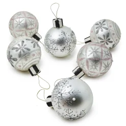 Holiday|MacKenzie-Childs Crystal Palace Snowflake Glass Ball Ornaments, Set of 6