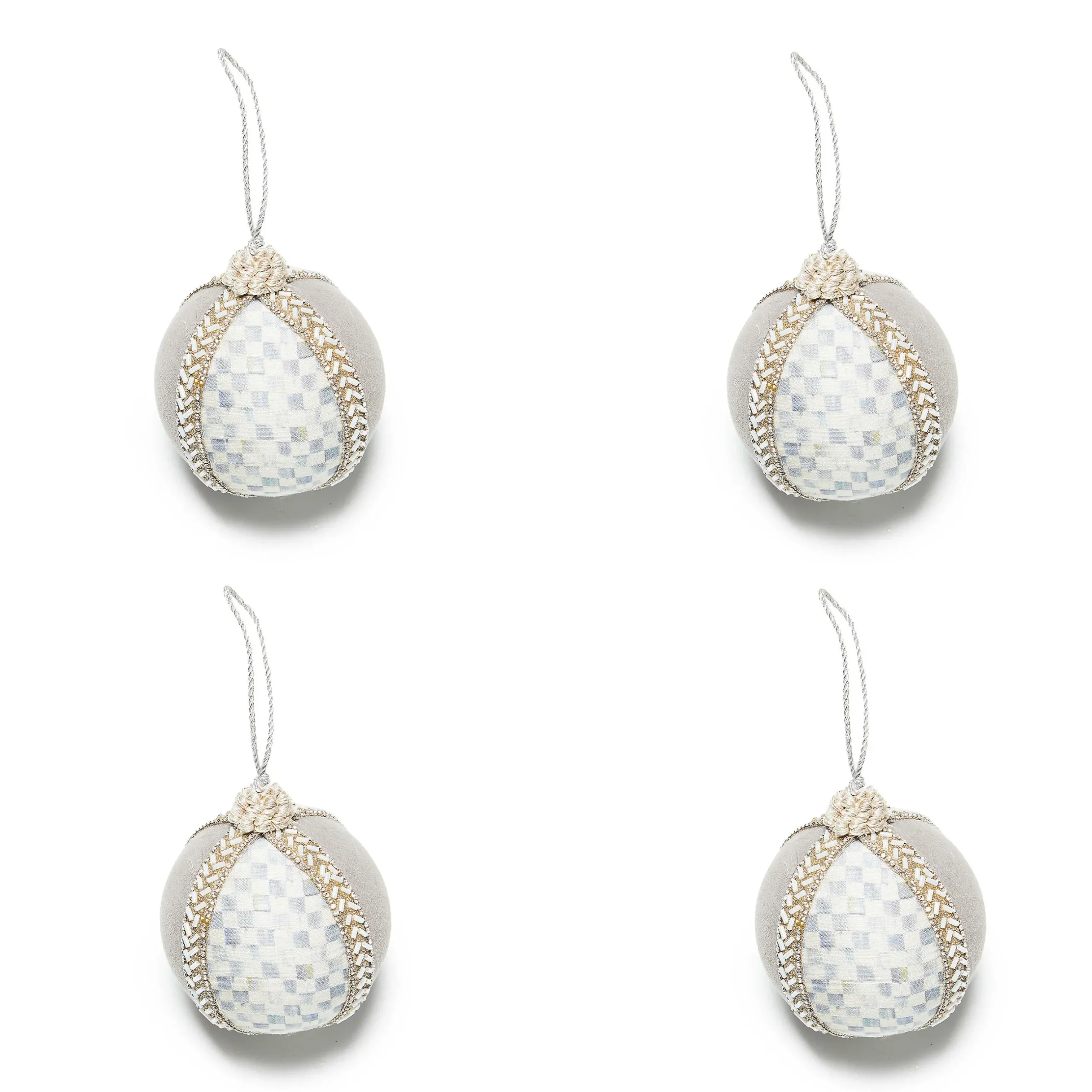 Holiday|MacKenzie-Childs Crystal Palace Suede Ball Ornaments, Set of 4