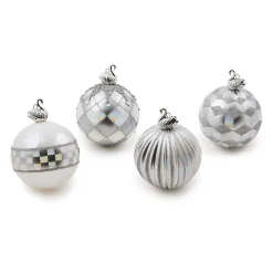 Holiday|MacKenzie-Childs Crystal Palace Swan Glass Ball Ornaments, Set of 4