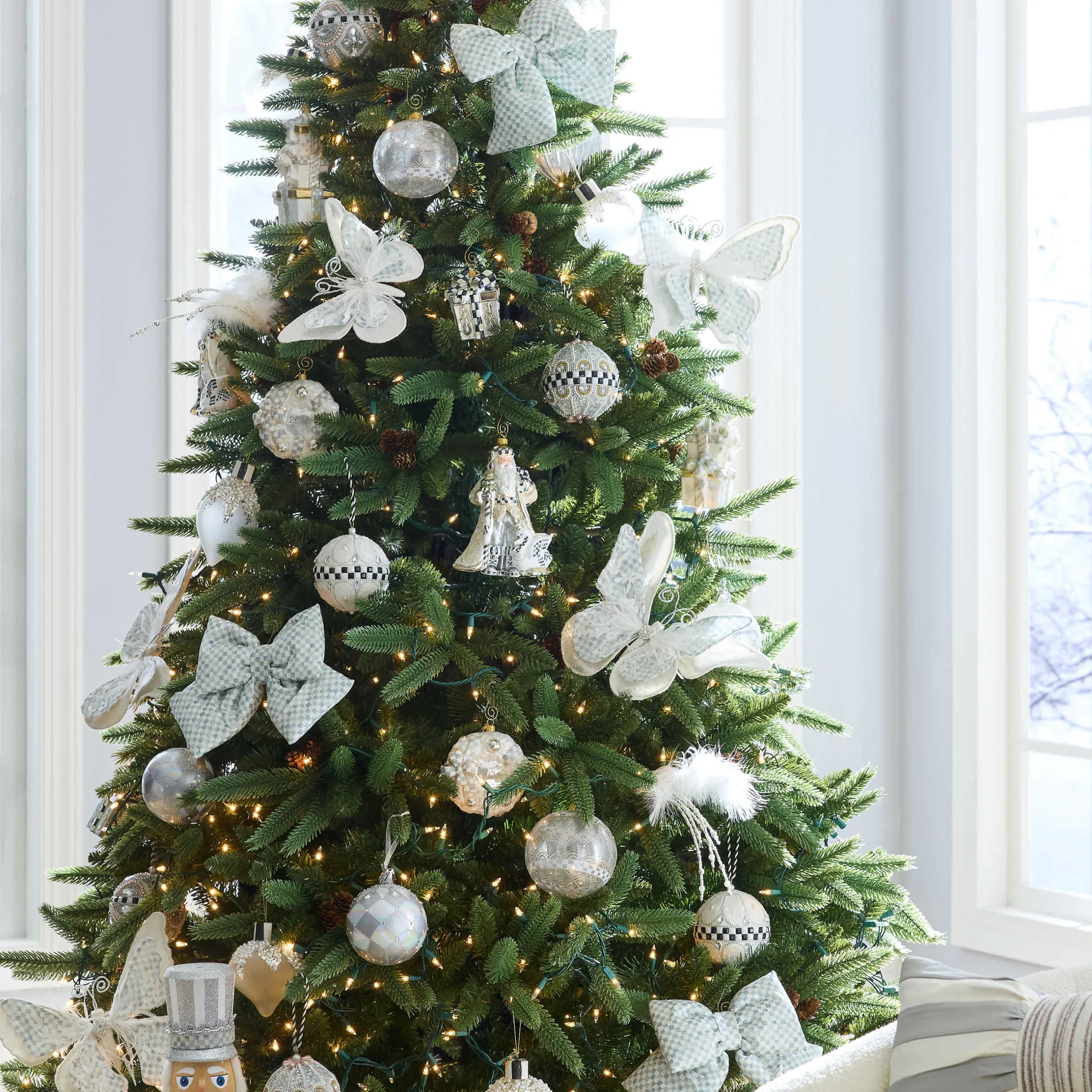 Holiday|MacKenzie-Childs Crystal Palace Swan Glass Ball Ornaments, Set of 4