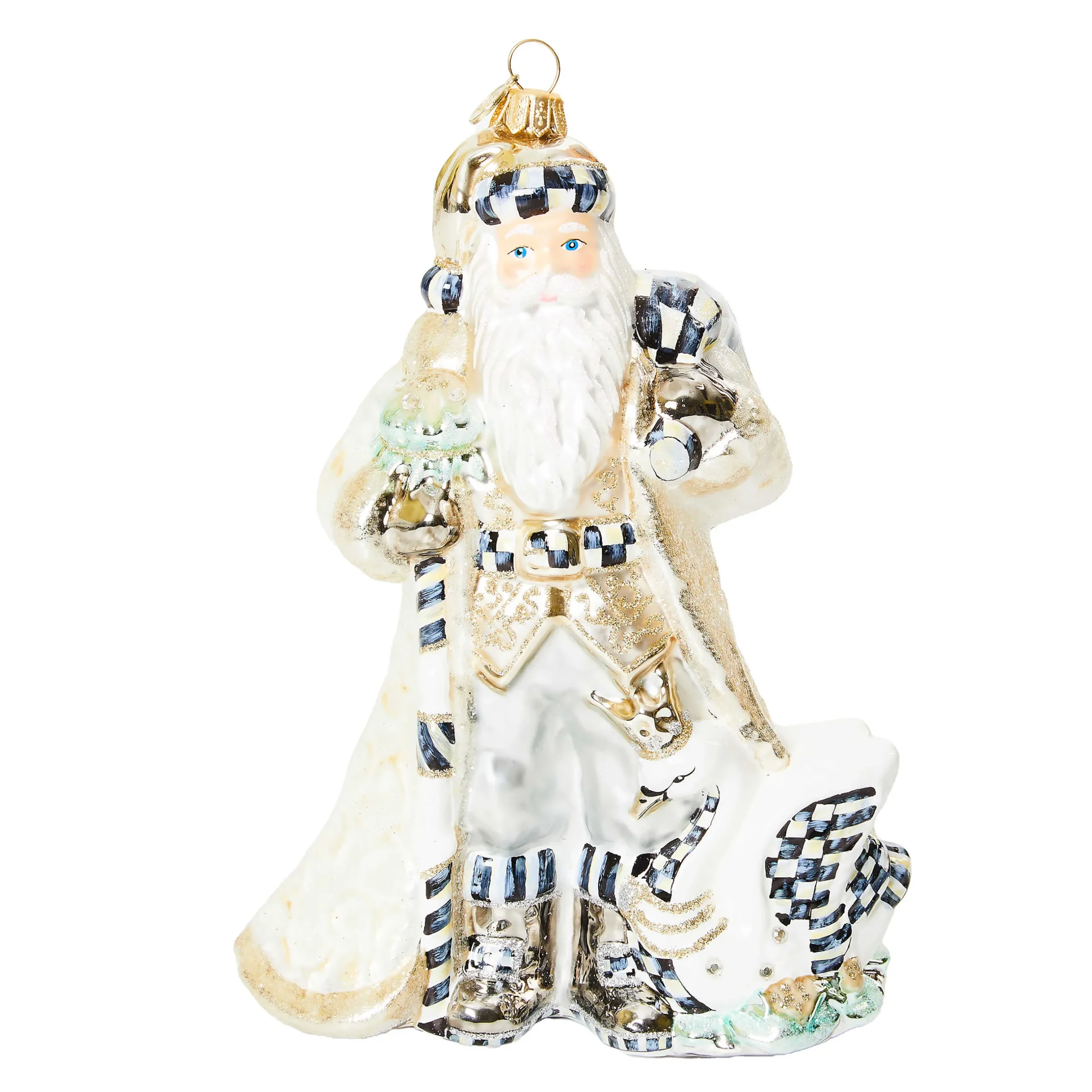 Holiday|MacKenzie-Childs Crystal Palace Swan Santa Glass Ornament