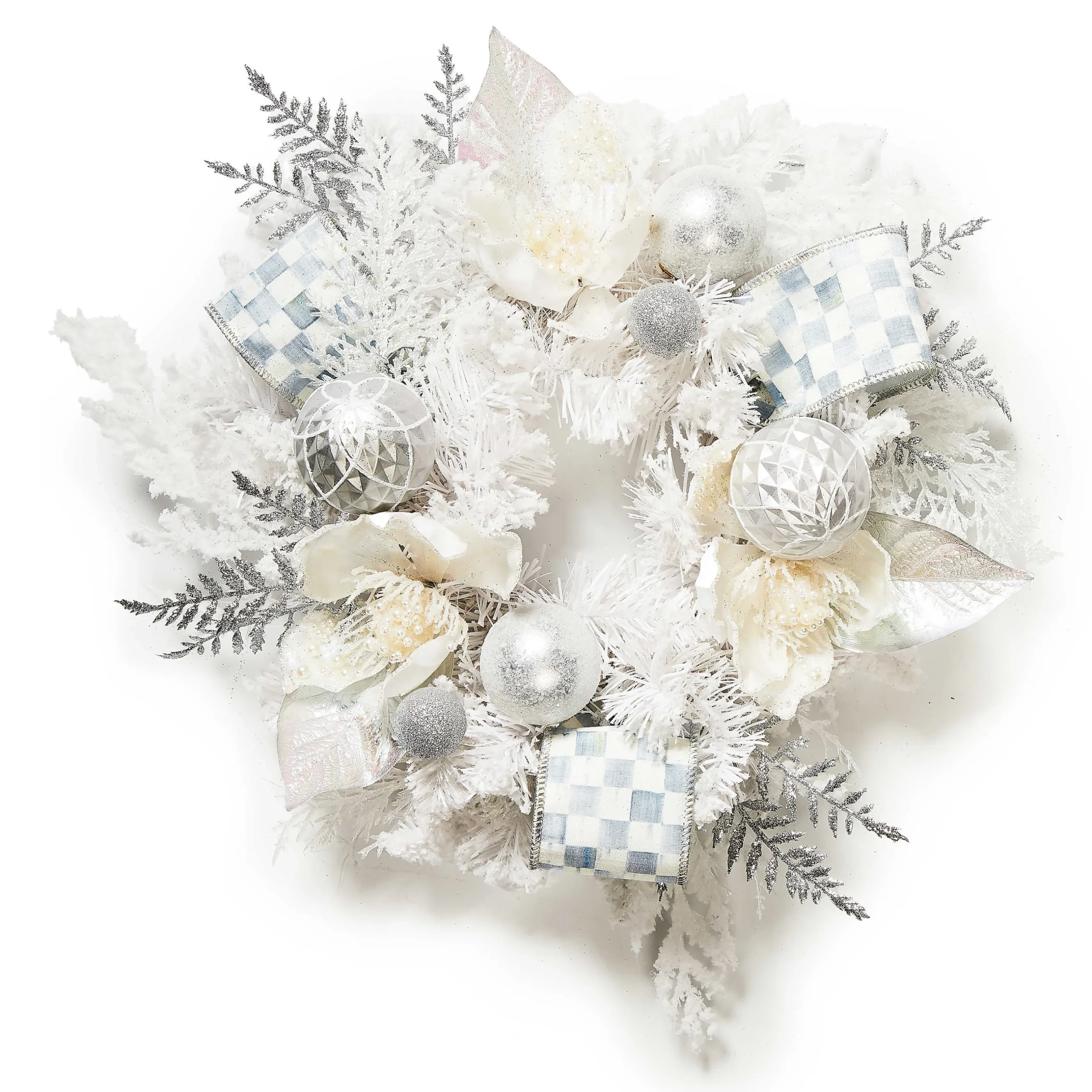 Greenery & Florals|Outdoor|MacKenzie-Childs Crystal Palace White Mini 16 Wreath