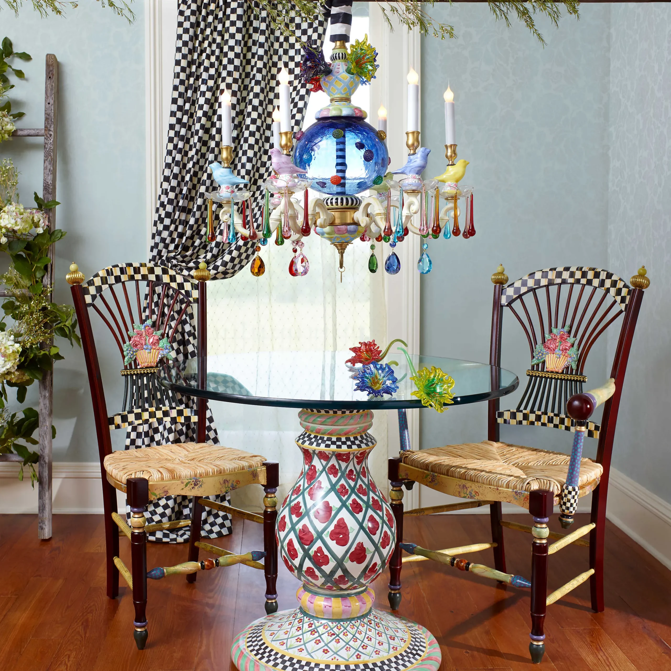 Dining Room & Kitchen|MacKenzie-Childs Dark Flower Basket Side Chair