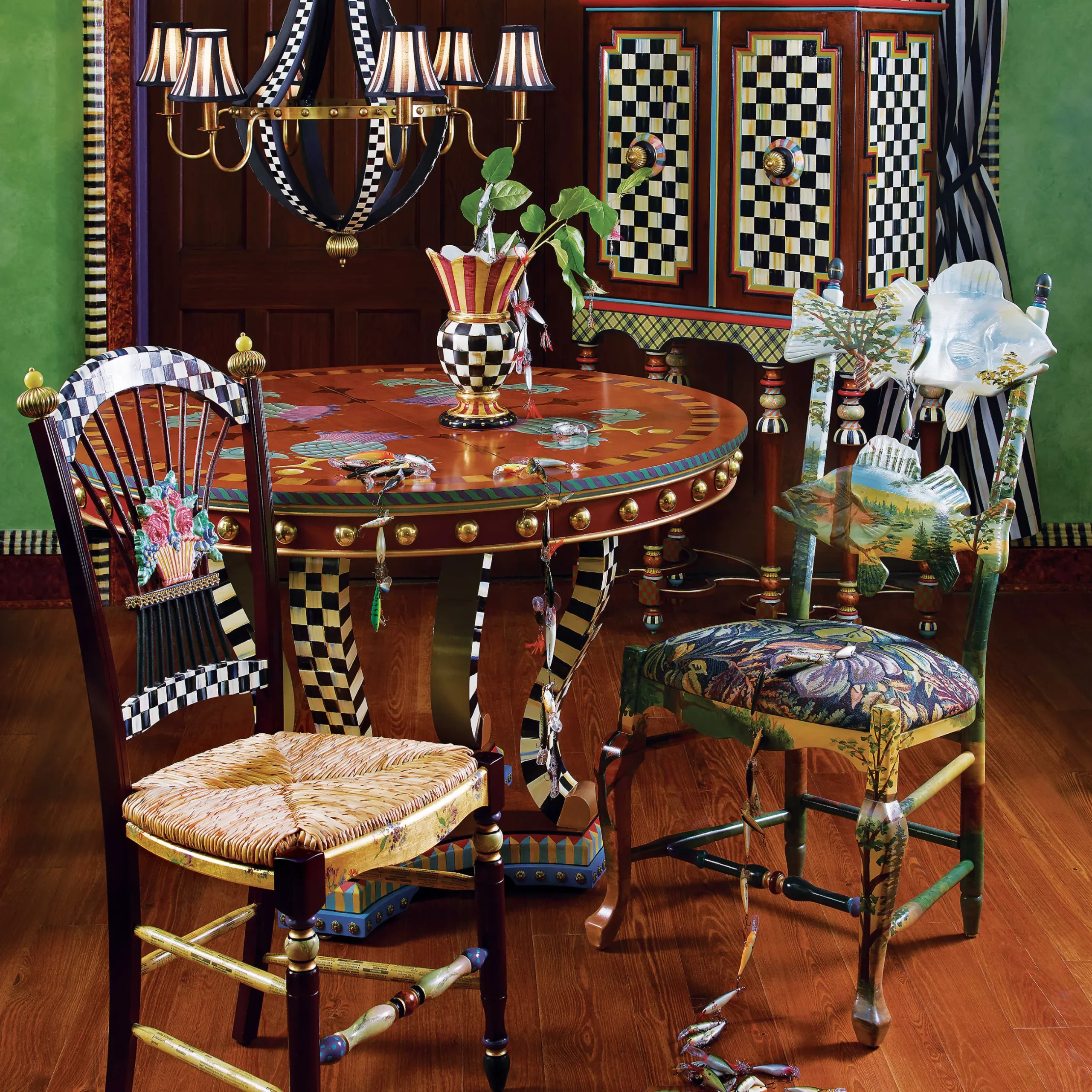 Dining Room & Kitchen|MacKenzie-Childs Dark Flower Basket Side Chair