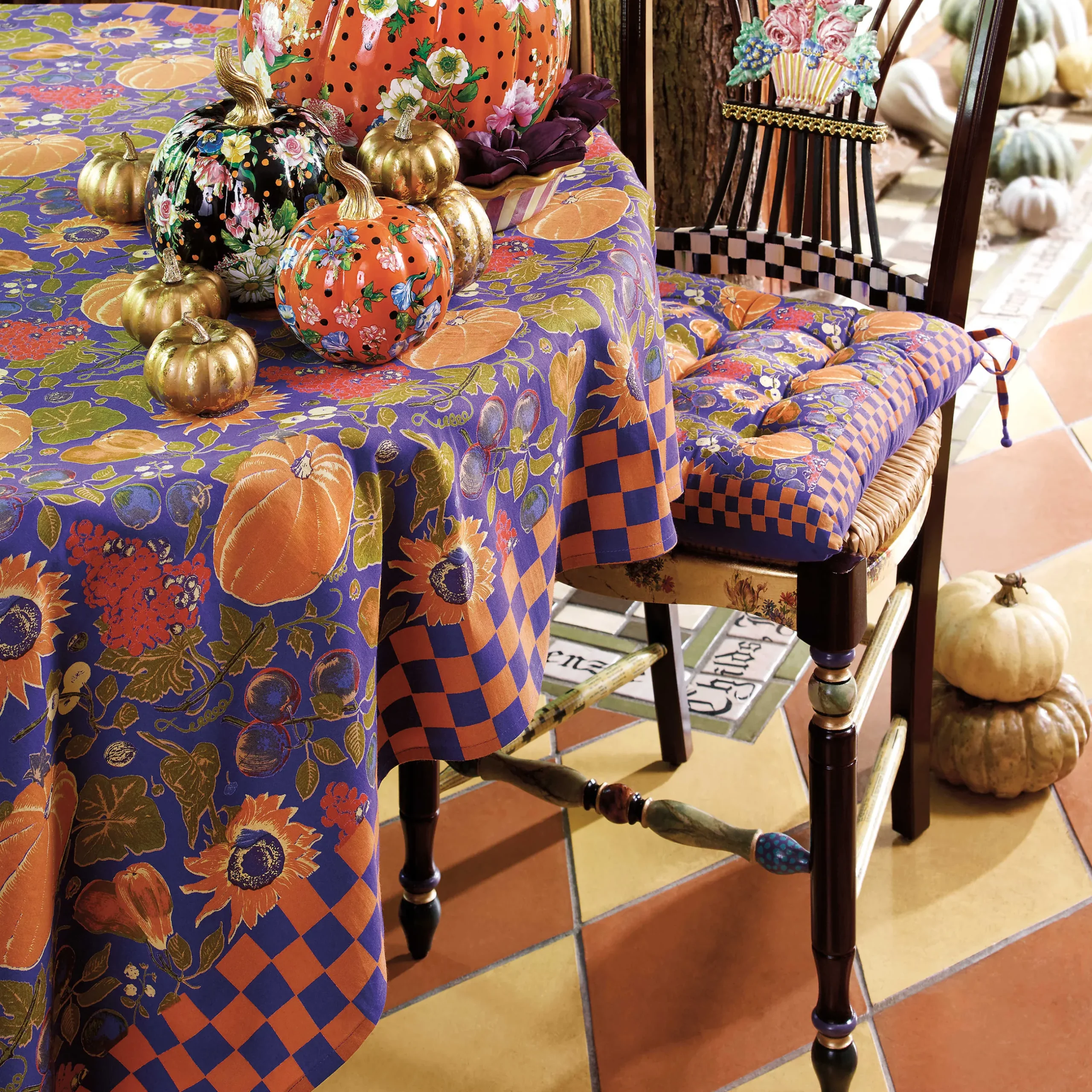 Dining Room & Kitchen|MacKenzie-Childs Dark Flower Basket Side Chair