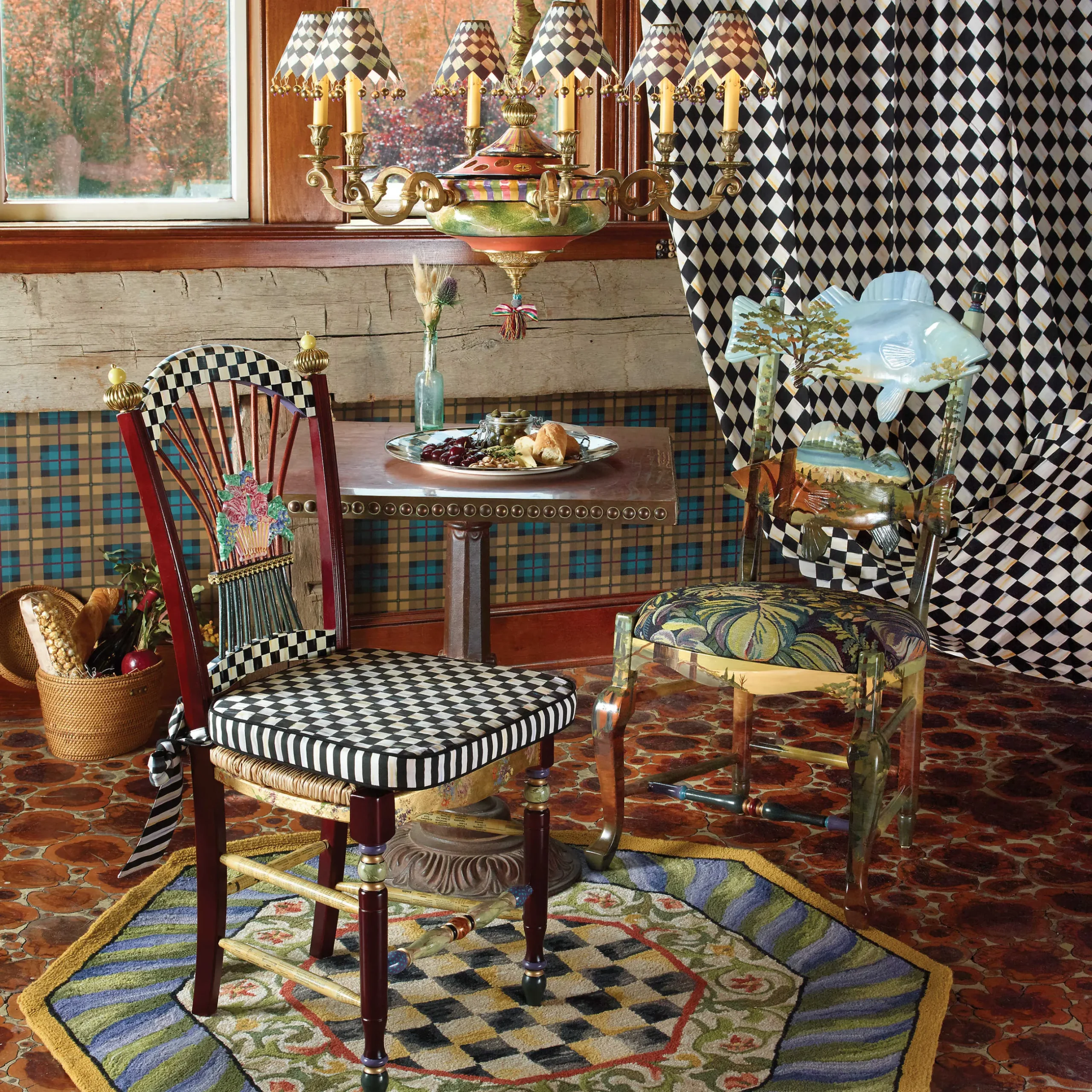 Dining Room & Kitchen|MacKenzie-Childs Dark Flower Basket Side Chair