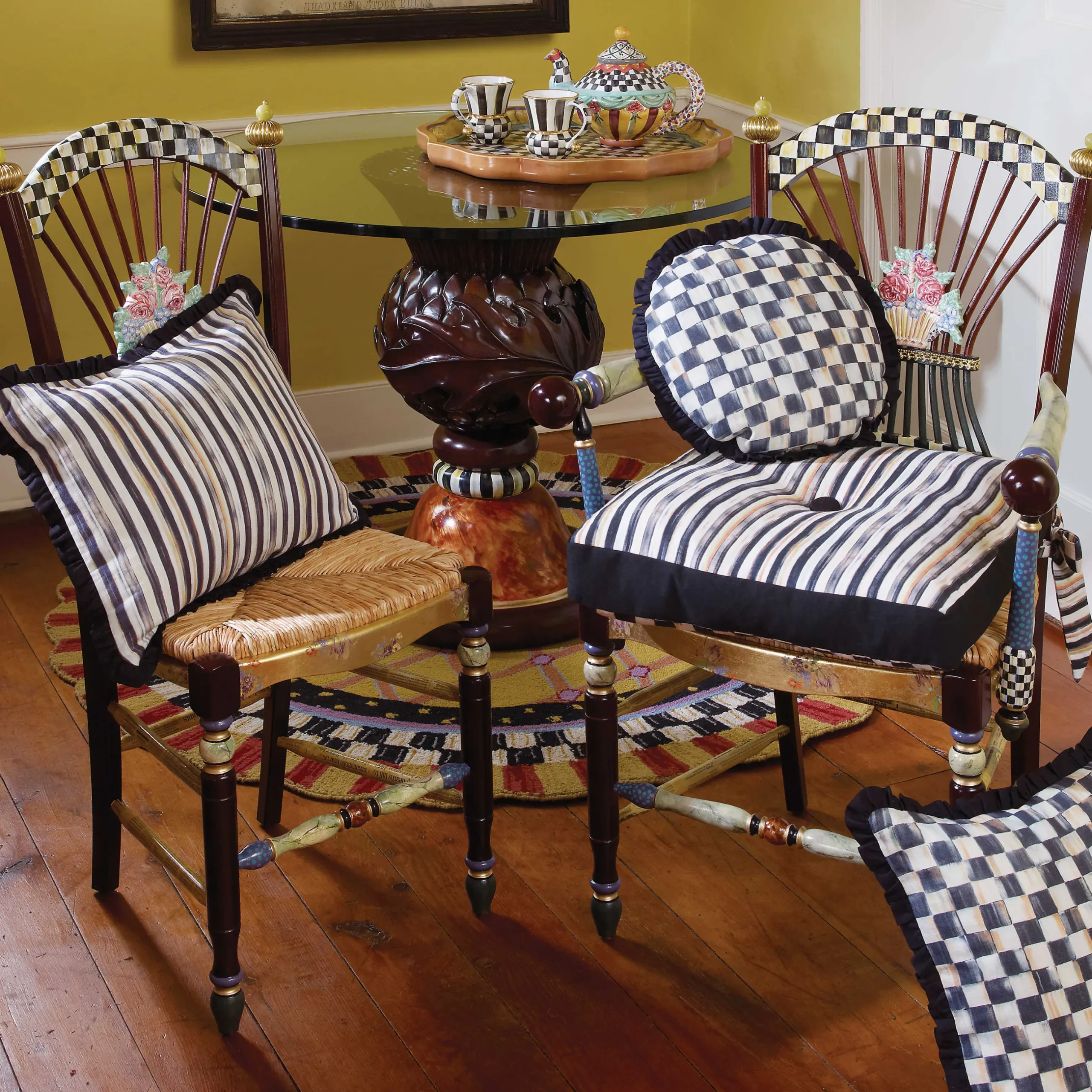Dining Room & Kitchen|MacKenzie-Childs Dark Flower Basket Side Chair