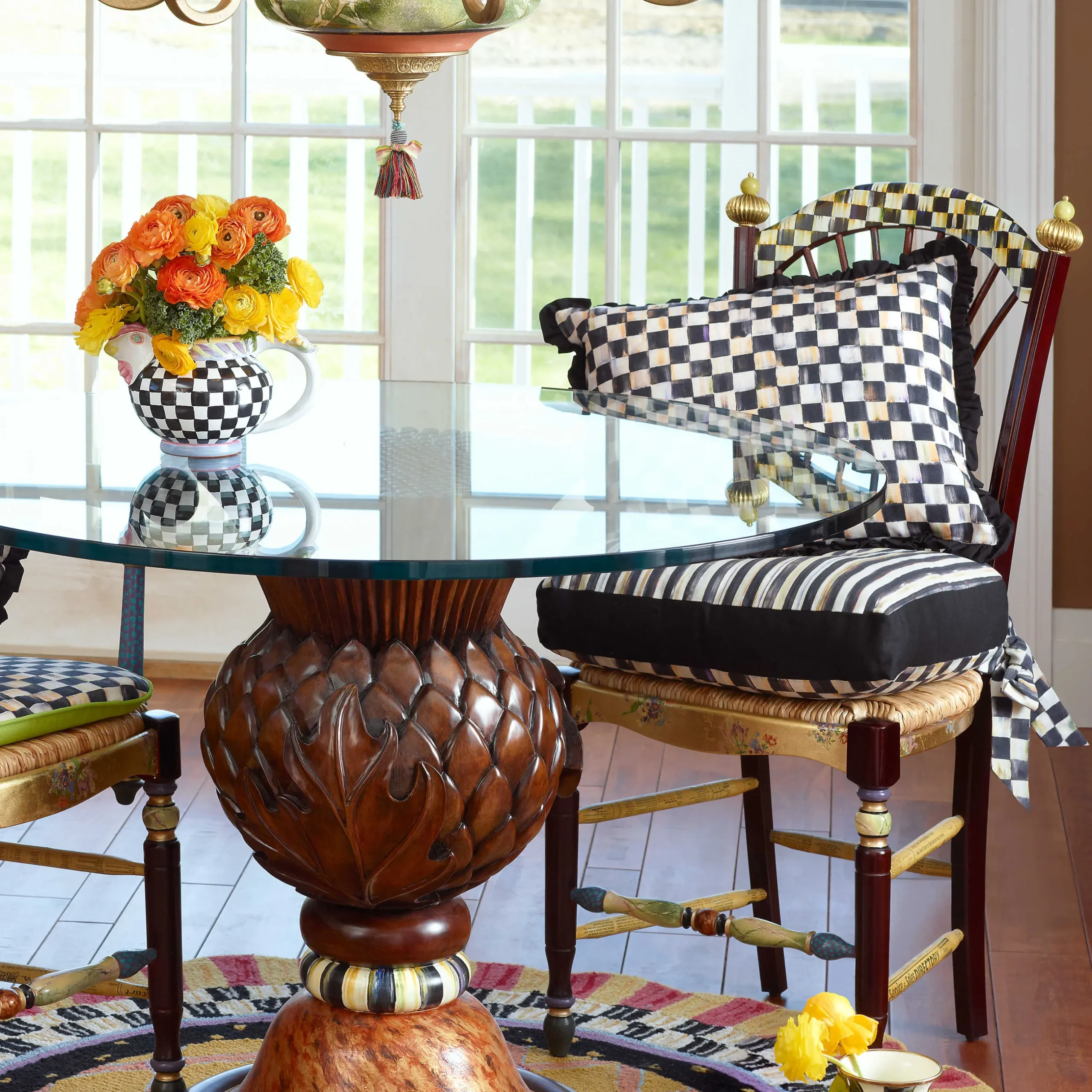 Dining Room & Kitchen|MacKenzie-Childs Dark Flower Basket Side Chair