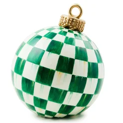 Room Accents|MacKenzie-Childs Dark Green Check Tabletop Ornament