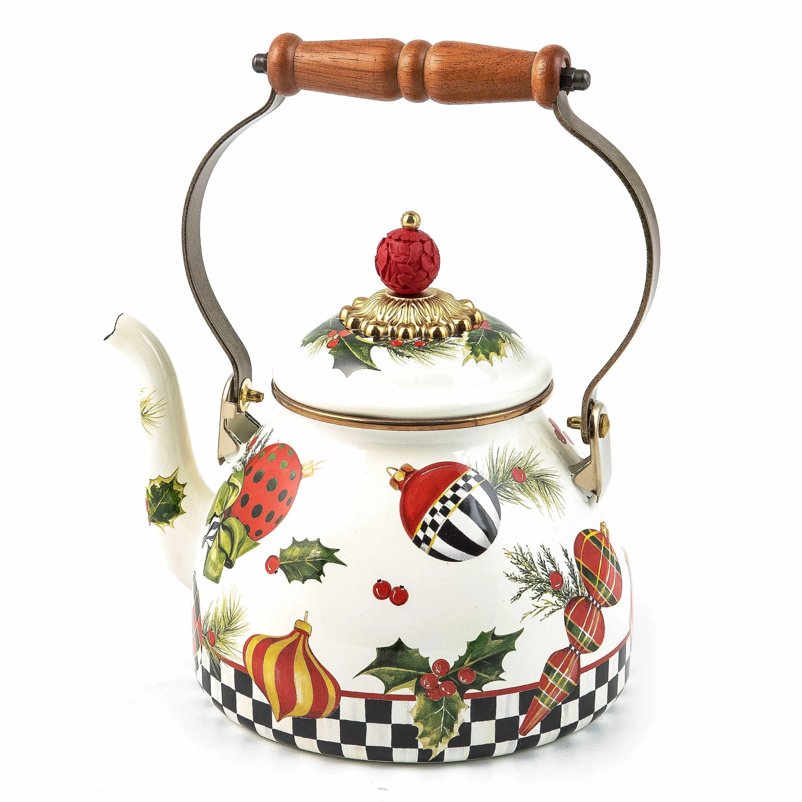 Holiday|Tea Kettles|MacKenzie-Childs Deck the Halls 2 Quart Tea Kettle