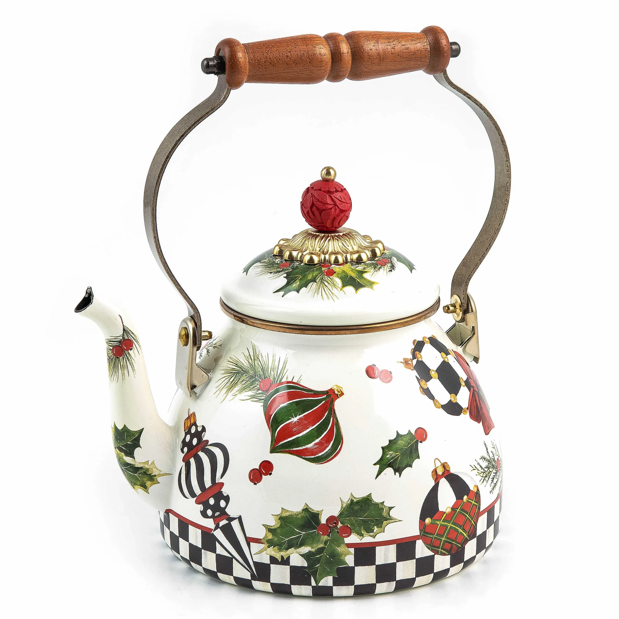 Holiday|Tea Kettles|MacKenzie-Childs Deck the Halls 2 Quart Tea Kettle