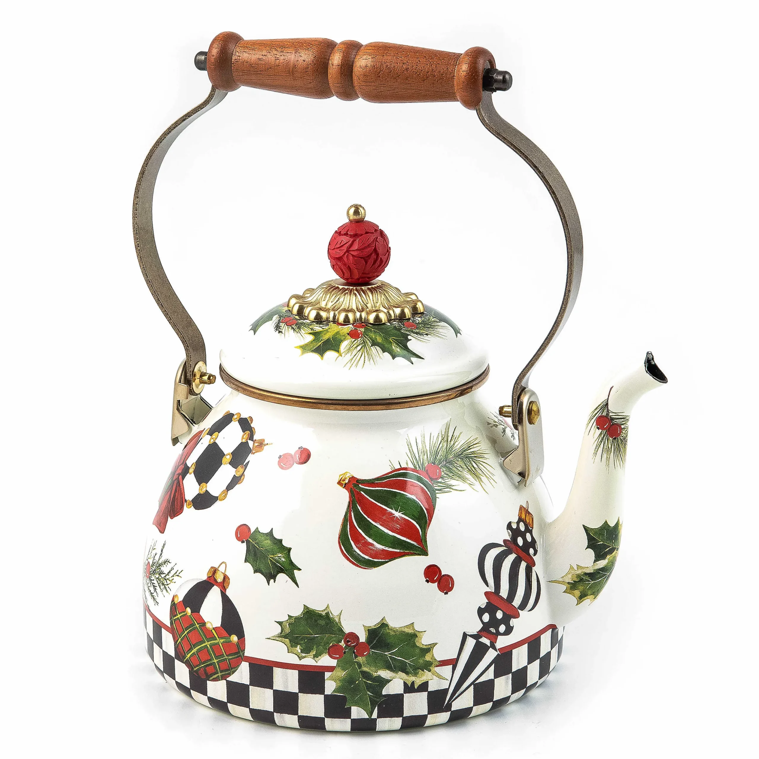 Holiday|Tea Kettles|MacKenzie-Childs Deck the Halls 2 Quart Tea Kettle