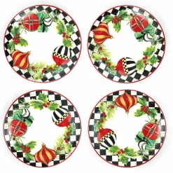Holiday|Serveware|MacKenzie-Childs Deck the Halls Appetizer Plates, Set of 4