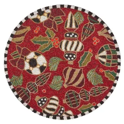 Table Accessories|Kitchen & Table Linens|MacKenzie-Childs Deck the Halls Red Beaded Placemat