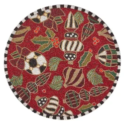 Table Accessories|Kitchen & Table Linens|MacKenzie-Childs Deck the Halls Red Beaded Placemat