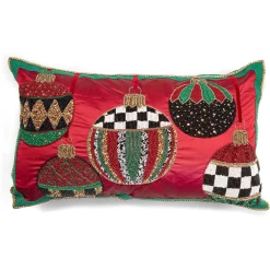 Holiday|Pillows, Throws, & Cushions|MacKenzie-Childs Deck the Halls Red Lumbar Pillow