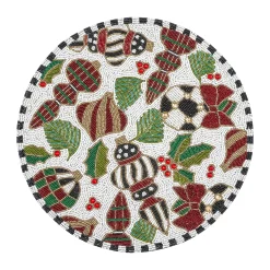 Holiday|Table Accessories|MacKenzie-Childs Deck the Halls White Beaded Placemat