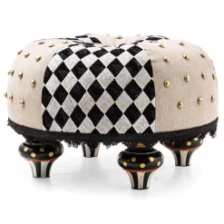 Living Room|MacKenzie-Childs Diamond and Dot Footstool