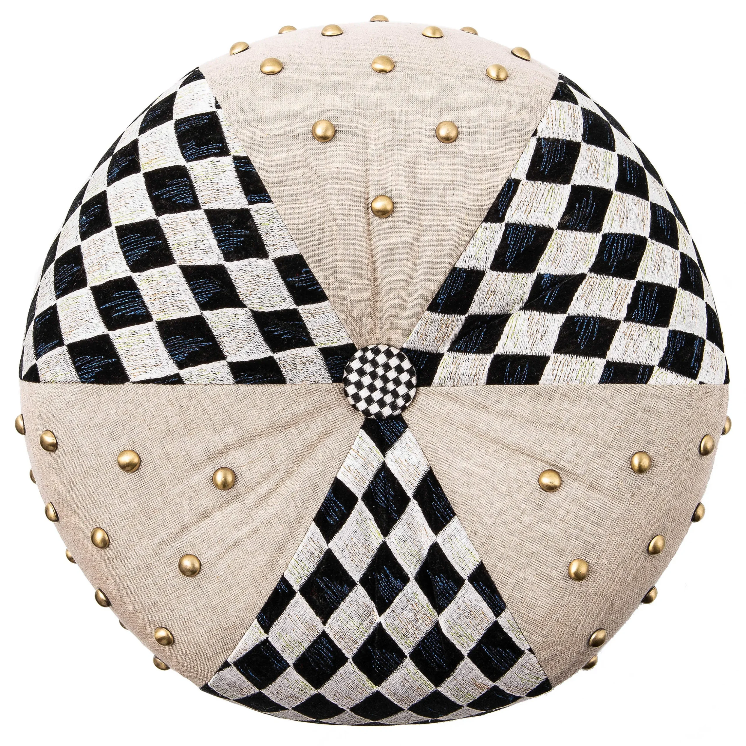Living Room|MacKenzie-Childs Diamond and Dot Footstool