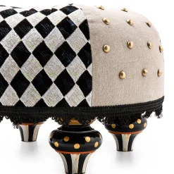 Living Room|MacKenzie-Childs Diamond and Dot Footstool
