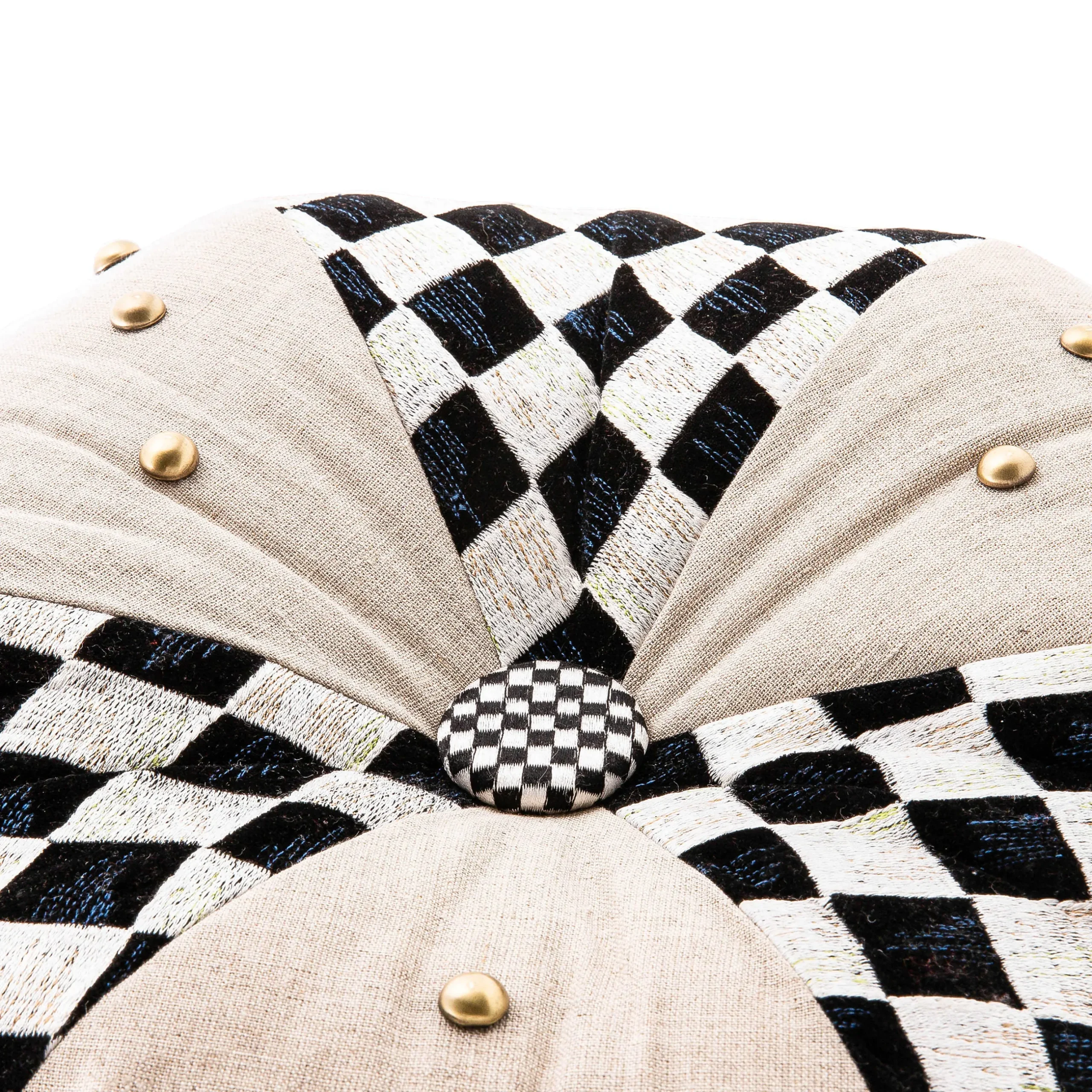 Living Room|MacKenzie-Childs Diamond and Dot Footstool