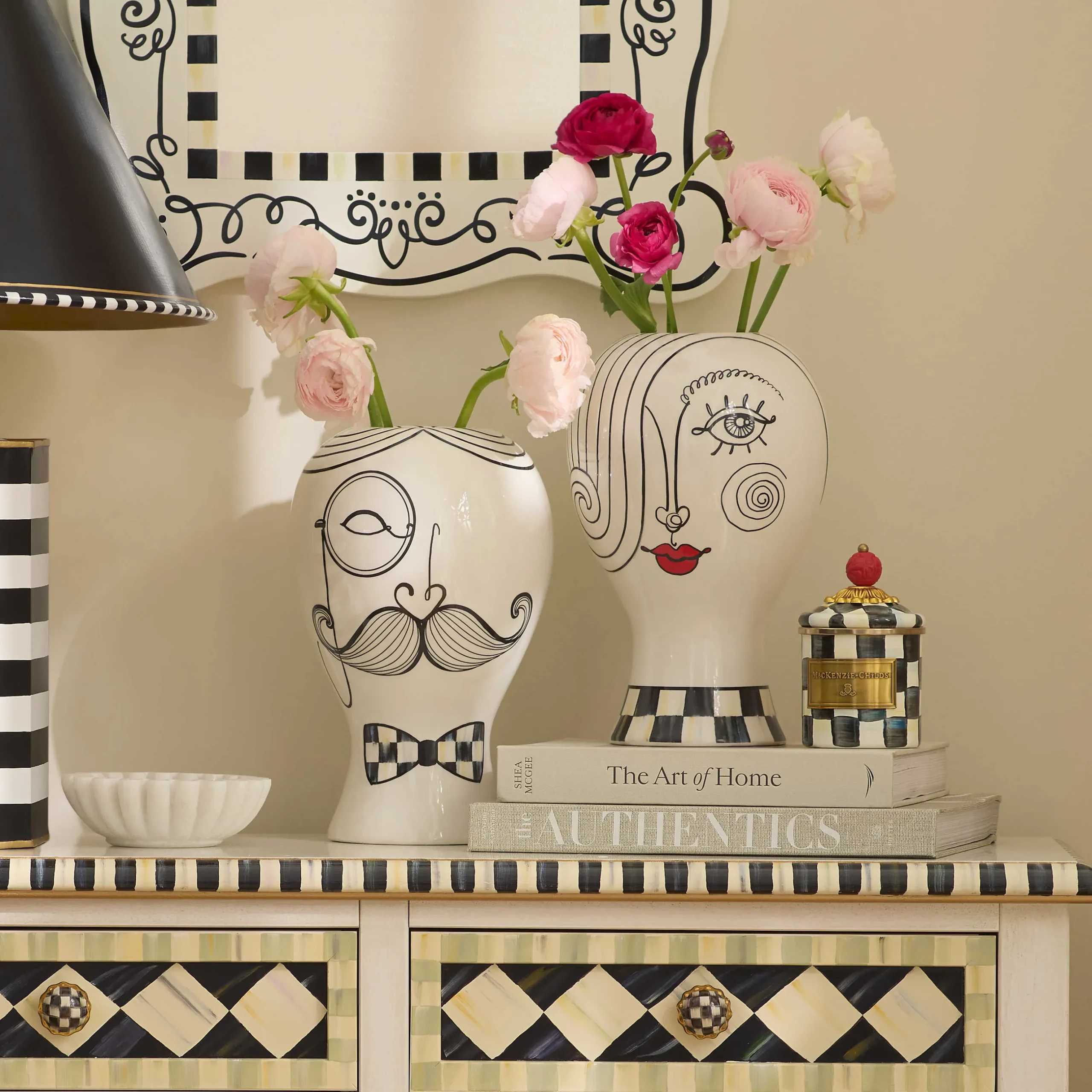 Room Accents|MacKenzie-Childs Doodles Lady Head Vase