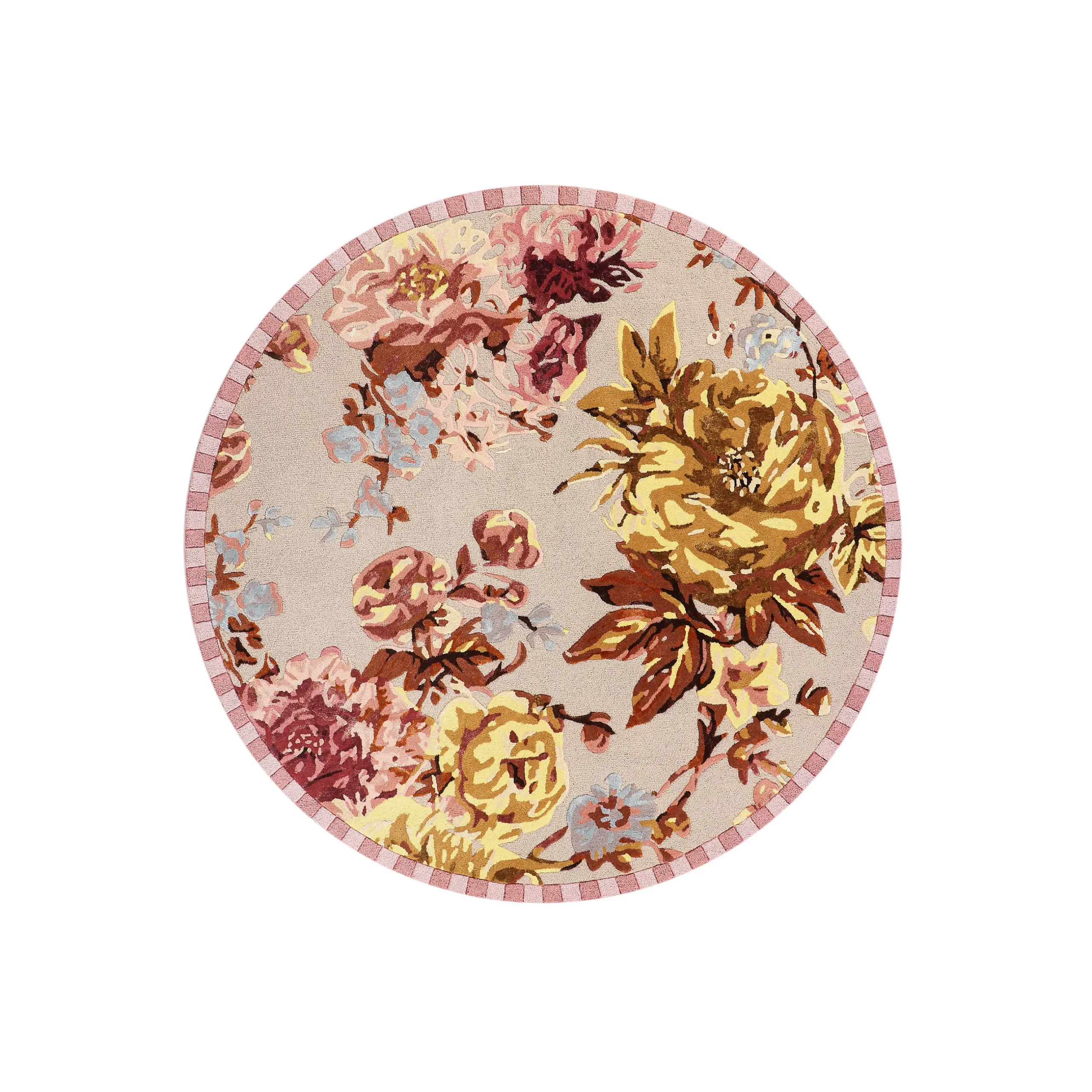 Rugs|MacKenzie-Childs Dusty Rose Floral 6' Round Rug