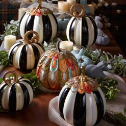 Pumpkins|The Halloween Shop|MacKenzie-Childs Elegant Stripe Tall Pumpkin