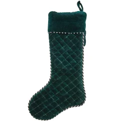 Room Accents|MacKenzie-Childs Emerald Beaded Deer Holiday Stocking