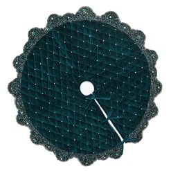 Holiday|Room Accents|MacKenzie-Childs Emerald Beaded Holiday Tree Skirt