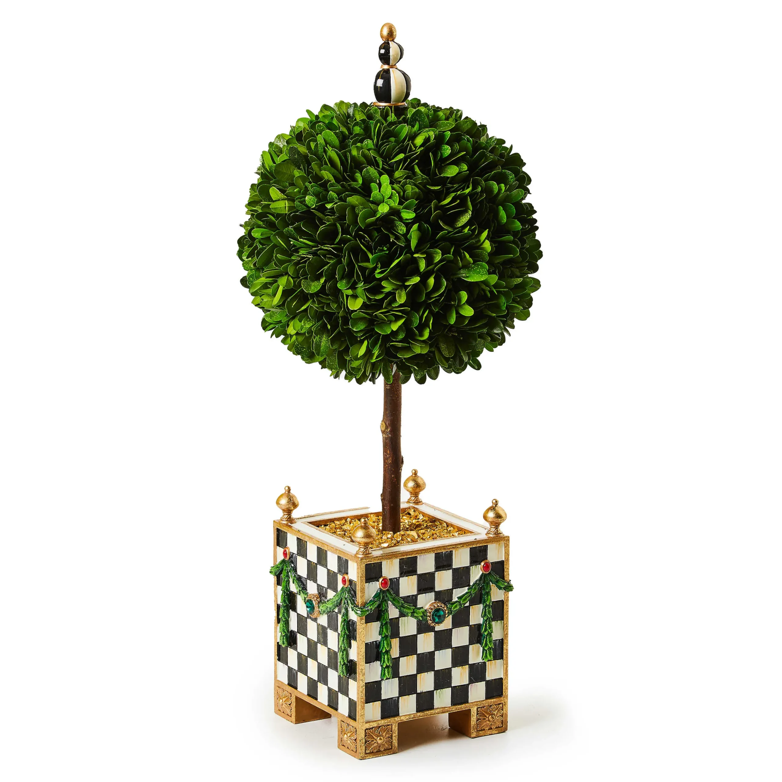 Greenery & Florals|Room Accents|MacKenzie-Childs Emerald Luxe Boxwood Topiary